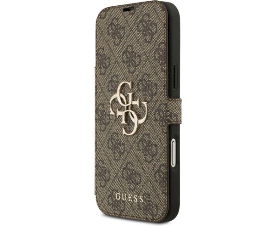 Guess Book 4G Metal Logo Case Aizsargapvalks priekš iPhone 17 Pro Max / brūns Neoriģinālie Maciņi