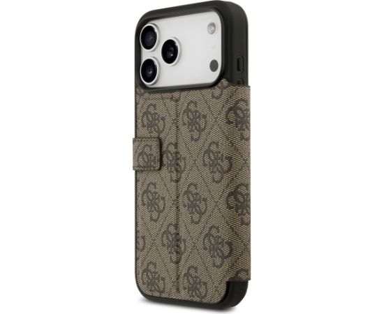 Guess Book 4G Metal Logo Case Aizsargapvalks priekš iPhone 17 Pro Max / brūns Neoriģinālie Maciņi