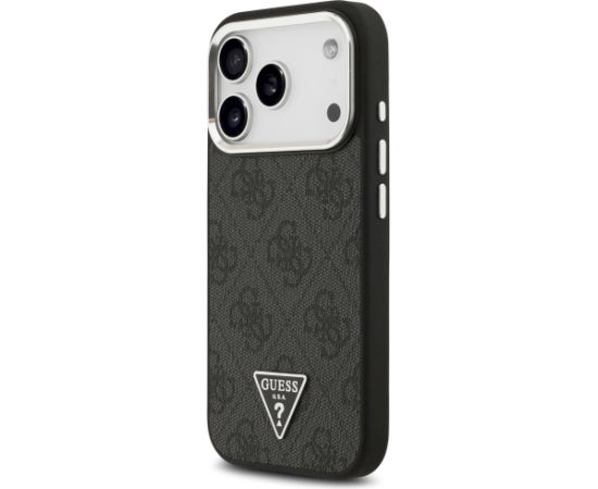 Guess 4G Triangle Logo MagSafe Case Aizsargapvalks priekš iPhone 17 Pro / melns sudrabs Neoriģinālie Maciņi