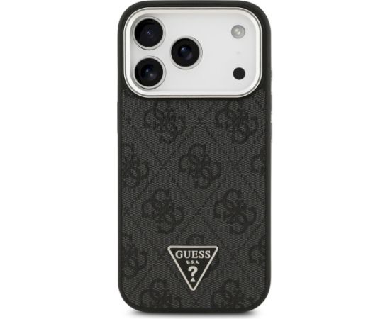 Guess 4G Triangle Logo MagSafe Case Aizsargapvalks priekš iPhone 17 Pro / melns sudrabs Neoriģinālie Maciņi