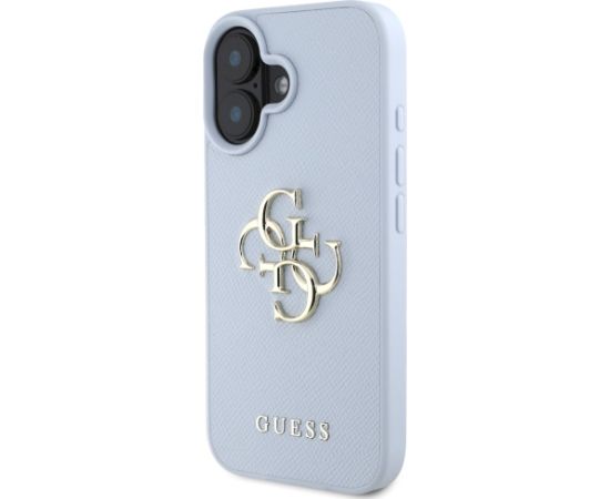Guess Grained Big 4G Logo Small Classic Logo Case Aizsargapvalks priekš iPhone 16 / zils Neoriģinālie Maciņi