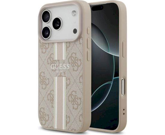 Case Guess 4G Printed Stripes MagSafe Aizsargapvalks priekš iPhone 17 Pro / rozā Neoriģinālie Maciņi