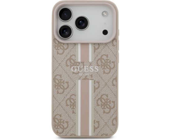 Case Guess 4G Printed Stripes MagSafe Aizsargapvalks priekš iPhone 17 Pro / rozā Neoriģinālie Maciņi