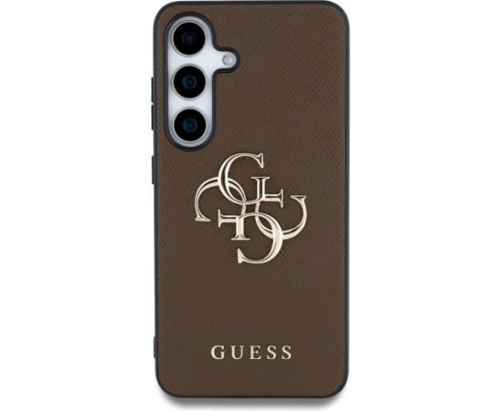 Guess Grained Big 4G Logo Small Classic Logo Case Aizsargapvalks priekš Samsung Galaxy S25 Plus / brūns Neoriģinālie Maciņi
