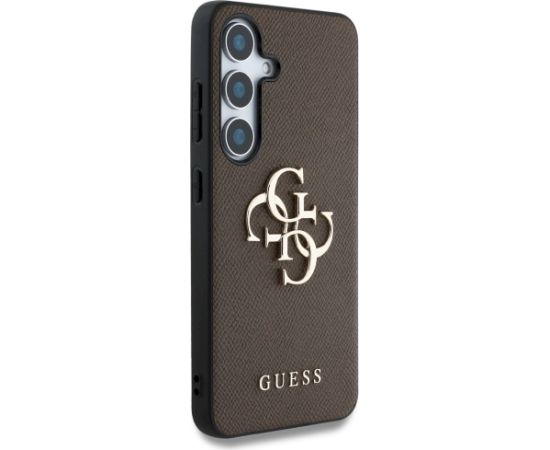 Guess Grained Big 4G Logo Small Classic Logo Case Aizsargapvalks priekš Samsung Galaxy S25 Plus / brūns Neoriģinālie Maciņi