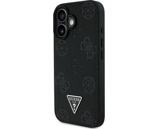 Case Guess Grained Hot Stamp Peony Triangle Logo MagSafe Aizsargapvalks priekš iPhone 16 / melns Neoriģinālie Maciņi