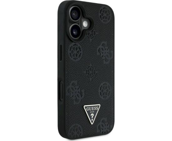 Case Guess Grained Hot Stamp Peony Triangle Logo MagSafe Aizsargapvalks priekš iPhone 16 / melns Neoriģinālie Maciņi