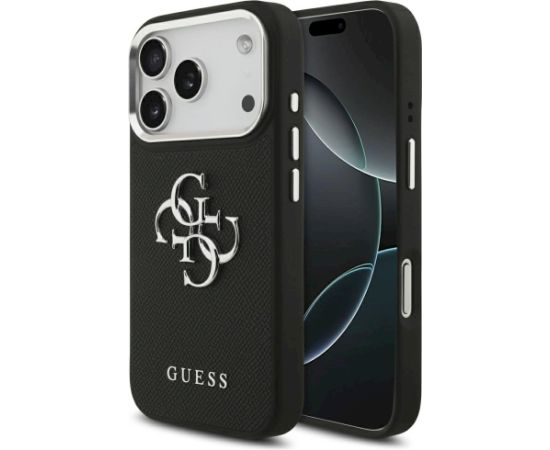 Case Guess Grained Big 4G Classic Logo Aizsargapvalks priekš iPhone 17 Pro / melns Neoriģinālie Maciņi