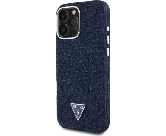 Case Guess Denim Triangle Logo MagSafe Aizsargapvalks priekš iPhone 16 Pro Max / zils Neoriģinālie Maciņi