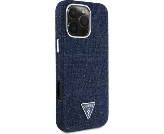 Case Guess Denim Triangle Logo MagSafe Aizsargapvalks priekš iPhone 16 Pro Max / zils Neoriģinālie Maciņi
