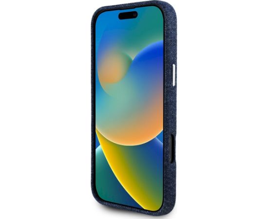 Case Guess Denim Triangle Logo MagSafe Aizsargapvalks priekš iPhone 16 Pro Max / zils Neoriģinālie Maciņi