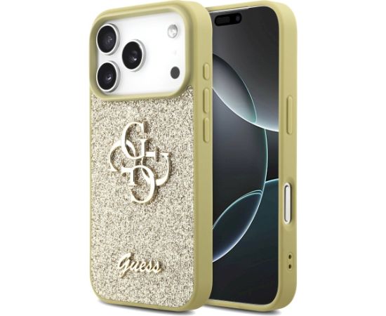 Guess Fixed Glitter Big 4G case Aizsargapvalks priekš iPhone 17 Pro / zelta Neoriģinālie Maciņi