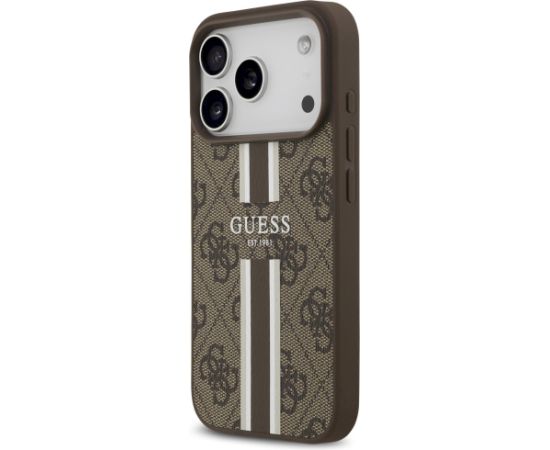 Guess 4G Printed Stripes MagSafe Case Aizsargapvalks priekš iPhone 17 Pro / brūns Neoriģinālie Maciņi