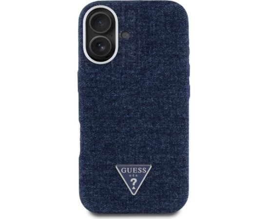 Case Guess Denim Triangle Logo MagSafe Aizsargapvalks priekš iPhone 16 / zils Neoriģinālie Maciņi