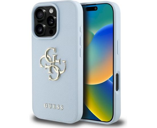 Case Guess Grained Big 4G Logo Small Classic Logo Aizsargapvalks priekš iPhone 16 Pro / zils Neoriģinālie Maciņi