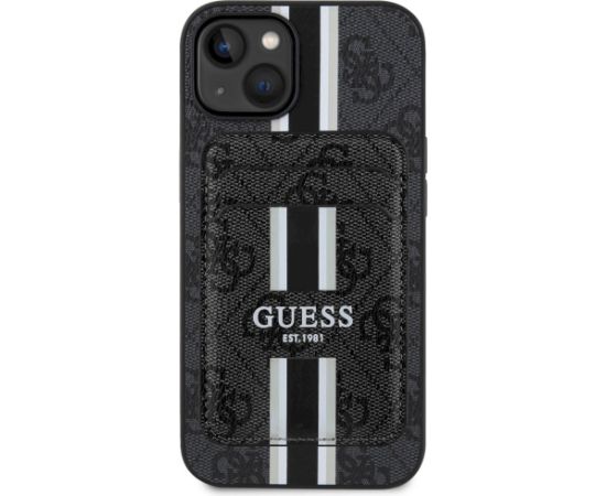 Guess 4G Stripes with wallet Magsafe Case Aizsargapvalks priekš iPhone 15 / melns Neoriģinālie Maciņi