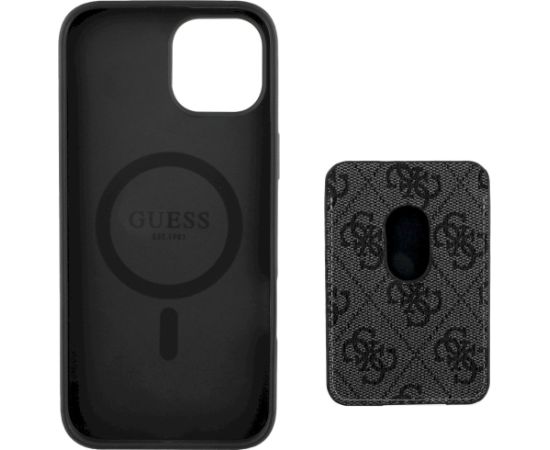 Guess 4G Stripes with wallet Magsafe Case Aizsargapvalks priekš iPhone 15 / melns Neoriģinālie Maciņi