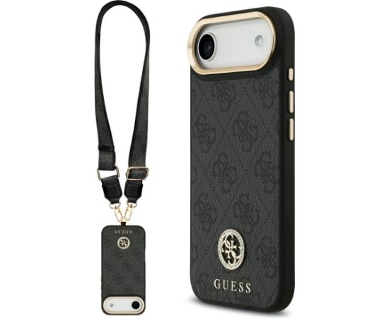 Guess 4G Strass Logo & Big Strap Metal Buttons MagSafe Aizsargapvalks priekš iPhone Air / melns Neoriģinālie Maciņi