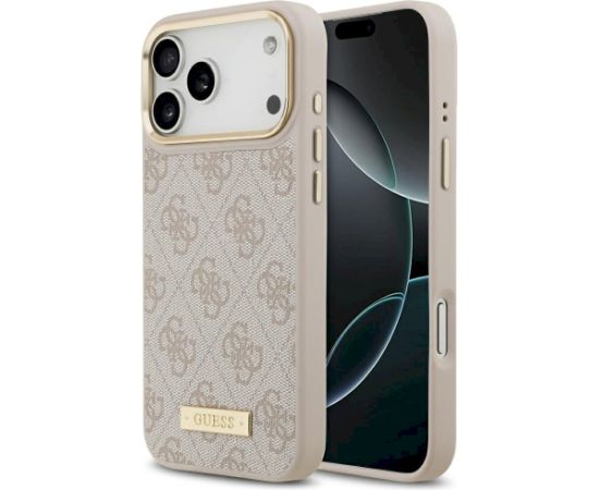 Guess 4G Logo Plate MagSafe Case Aizsargapvalks priekš iPhone 17 Pro Max / rozā Neoriģinālie Maciņi