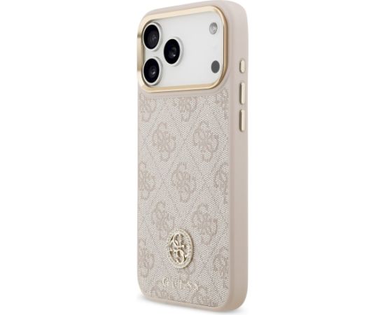 Case Guess 4G Strass Logo & Big Strap Metal Buttons MagSafe Aizsargapvalks priekš iPhone 17 Pro Max / rozā Neoriģinālie Maciņi