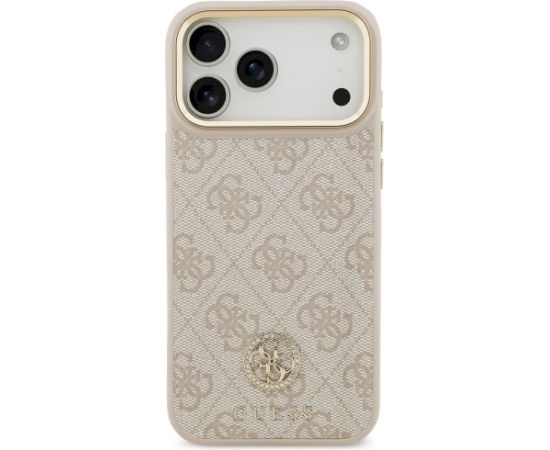 Case Guess 4G Strass Logo & Big Strap Metal Buttons MagSafe Aizsargapvalks priekš iPhone 17 Pro Max / rozā Neoriģinālie Maciņi