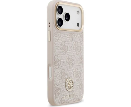 Case Guess 4G Strass Logo & Big Strap Metal Buttons MagSafe Aizsargapvalks priekš iPhone 17 Pro Max / rozā Neoriģinālie Maciņi