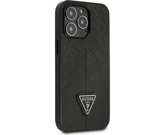 Guess GUHCP13LPSATLK Saffiano Triangle Logo Aizsargapvalks priekš iPhone 13 Pro/13 6,1" / melns Neoriģinālie Maciņi
