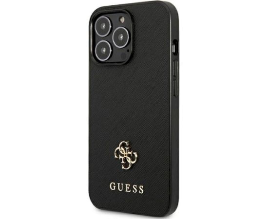 Guess GUHCP13LPS4MK Hardcase Saffiano 4G Small Metal Logo Aizsargapvalks priekš iPhone 13 Pro / 13 6,1" / melns Neoriģinālie Maciņi