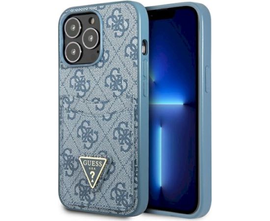 Guess GUHCP13LP4TPB Hardcase 4G Triangle Logo Cardslot Aizsargapvalks priekš iPhone 13 Pro / 13 6,1" / zils Neoriģinālie Maciņi