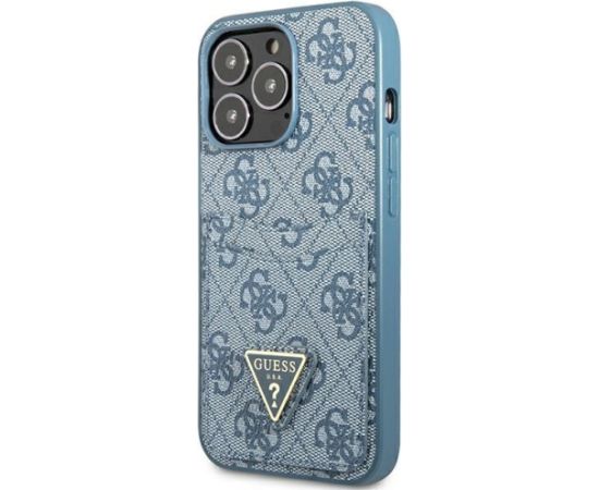 Guess GUHCP13LP4TPB Hardcase 4G Triangle Logo Cardslot Aizsargapvalks priekš iPhone 13 Pro / 13 6,1" / zils Neoriģinālie Maciņi