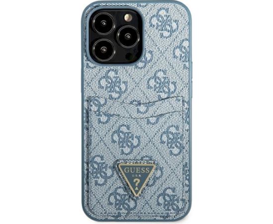 Guess GUHCP13LP4TPB Hardcase 4G Triangle Logo Cardslot Aizsargapvalks priekš iPhone 13 Pro / 13 6,1" / zils Neoriģinālie Maciņi