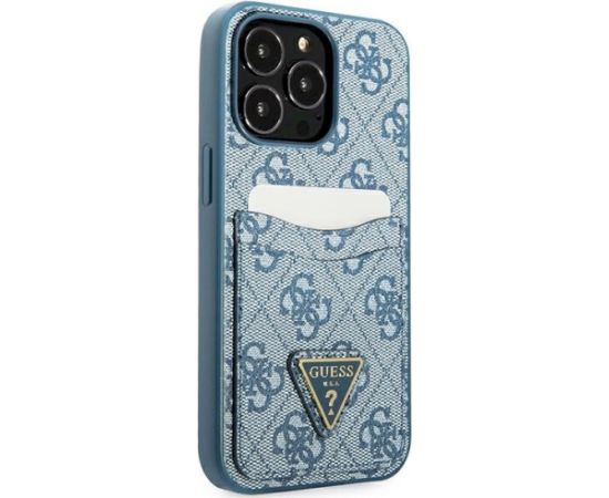 Guess GUHCP13LP4TPB Hardcase 4G Triangle Logo Cardslot Aizsargapvalks priekš iPhone 13 Pro / 13 6,1" / zils Neoriģinālie Maciņi