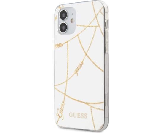 Guess GUHCP12SPCUCHWH Gold Chain Collection Aizsargapvalks priekš iPhone 12 mini 5,4" / balts Neoriģinālie Maciņi