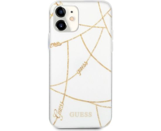 Guess GUHCP12SPCUCHWH Gold Chain Collection Aizsargapvalks priekš iPhone 12 mini 5,4" / balts Neoriģinālie Maciņi