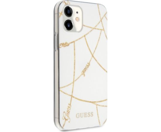 Guess GUHCP12SPCUCHWH Gold Chain Collection Aizsargapvalks priekš iPhone 12 mini 5,4" / balts Neoriģinālie Maciņi