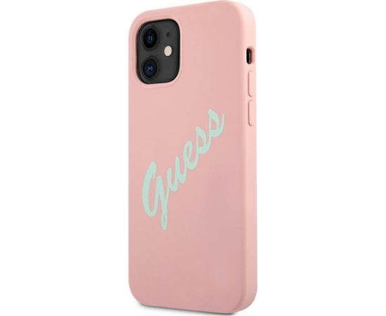 Guess GUHCP12SLSVSPG Silicone Vintage Hardcase Aizsargapvalks priekš iPhone 12 mini 5,4" / zaļi rozā Neoriģinālie Maciņi