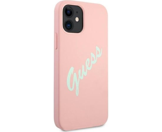 Guess GUHCP12SLSVSPG Silicone Vintage Hardcase Aizsargapvalks priekš iPhone 12 mini 5,4" / zaļi rozā Neoriģinālie Maciņi