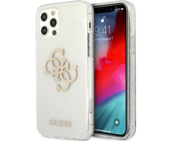 Guess GUHCP12LPCUGL4GTR Glitter 4G Big Logo Aizsargapvalks priekš iPhone 12 Pro Max 6,7" Neoriģinālie Maciņi