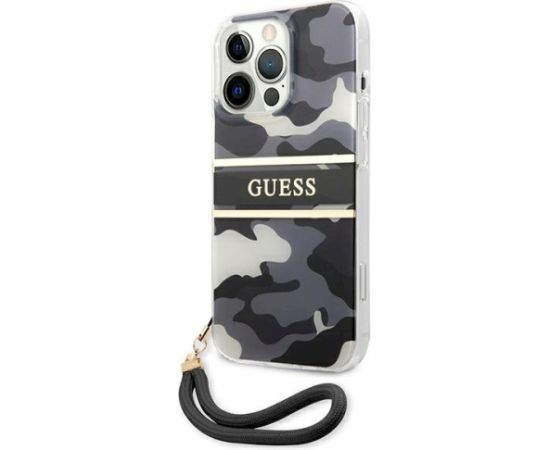 Guess GUHCP13LKCABBK Camo Strap Collection Aizsargapvalks priekš iPhone 13 Pro / 13 6,1" / melns Neoriģinālie Maciņi