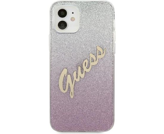 Guess GUHCP12SPCUGLSPI Glitter Gradient Script Защитный чехол для iPhone 12 mini 5,4" / розовый Чехлы - альтернативные