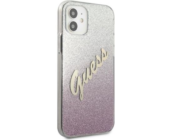 Guess GUHCP12SPCUGLSPI Glitter Gradient Script Защитный чехол для iPhone 12 mini 5,4" / розовый Чехлы - альтернативные