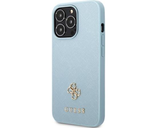 Guess GUHCP13LPS4MB Hardcase Saffiano 4G Small Metal Logo Aizsargapvalks priekš iPhone 13 Pro / 13 6,1" / zils Neoriģinālie Maciņi
