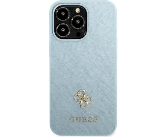 Guess GUHCP13LPS4MB Hardcase Saffiano 4G Small Metal Logo Aizsargapvalks priekš iPhone 13 Pro / 13 6,1" / zils Neoriģinālie Maciņi