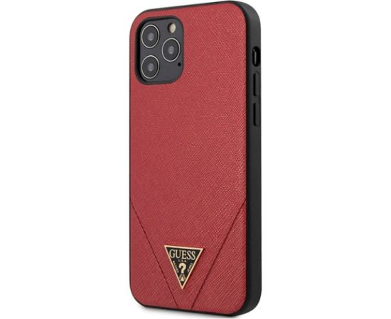 Guess GUHCP12LVSATMLRE Hardcase Saffiano Aizsargapvalks priekš iPhone 12 Pro Max 6,7" / sarkans Neoriģinālie Maciņi