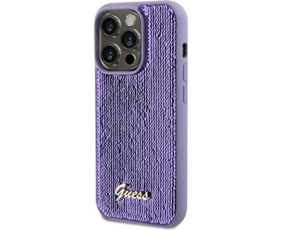 Guess GUHCP13LPSFDGSU Sequin Script Metal Aizsargapvalks priekš iPhone 13 Pro/13 6.1" / violets Neoriģinālie Maciņi