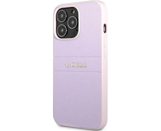 Guess GUHCP13LPSASBPU Saffiano Hot Stamp & Metal Logo Aizsargapvalks priekš iPhone 13 Pro / 13 6,1" / violets Neoriģinālie Maciņi
