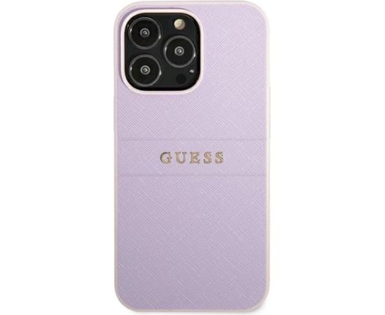 Guess GUHCP13LPSASBPU Saffiano Hot Stamp & Metal Logo Aizsargapvalks priekš iPhone 13 Pro / 13 6,1" / violets Neoriģinālie Maciņi