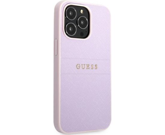 Guess GUHCP13LPSASBPU Saffiano Hot Stamp & Metal Logo Aizsargapvalks priekš iPhone 13 Pro / 13 6,1" / violets Neoriģinālie Maciņi