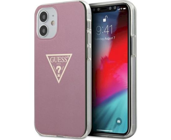 Guess GUHCP12SPCUMPTPI Metallic Collection Aizsargapvalks priekš iPhone 12 mini 5,4" / rozā Neoriģinālie Maciņi