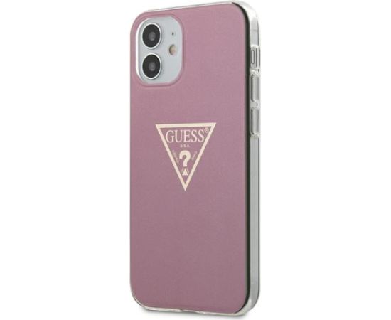 Guess GUHCP12SPCUMPTPI Metallic Collection Aizsargapvalks priekš iPhone 12 mini 5,4" / rozā Neoriģinālie Maciņi